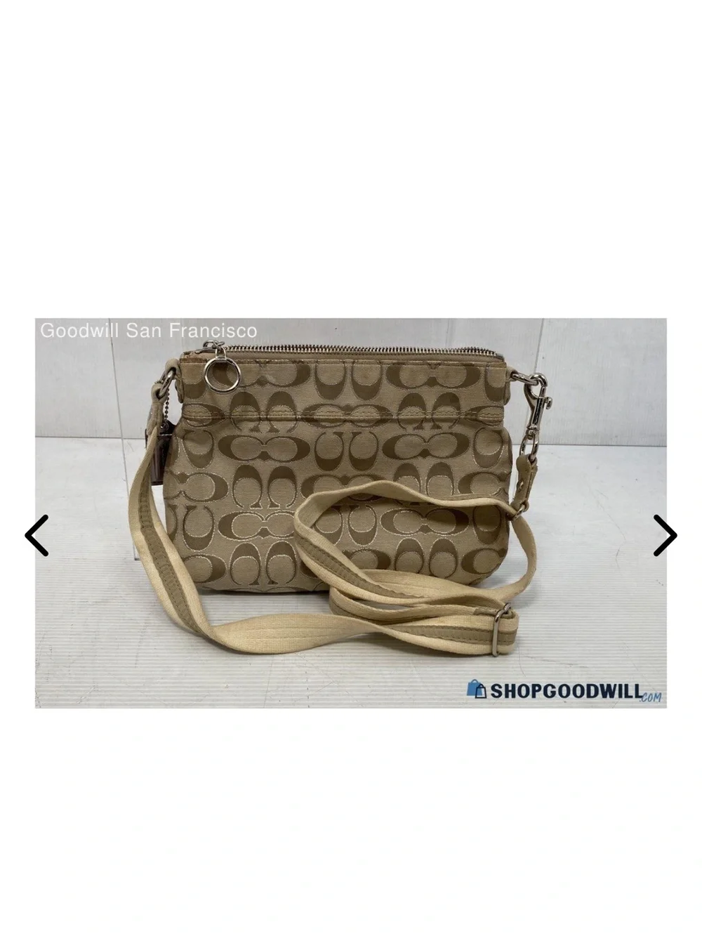 Coach Beige Signature Canvas Crossbody Bag